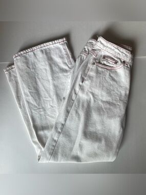 Edikted White Straight-Leg Jeans with Strawberries and Bows on back pockets